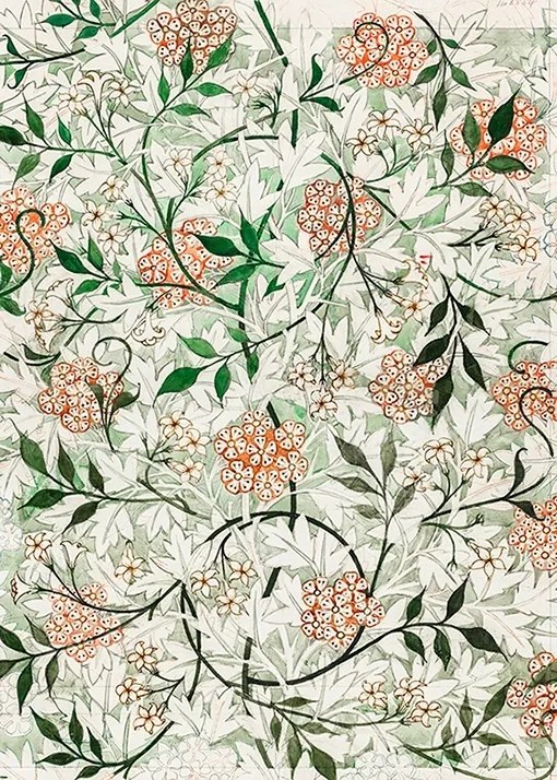 William Morris Jasmine pattern Poszter 40x50cm jázmin zöld kép #400