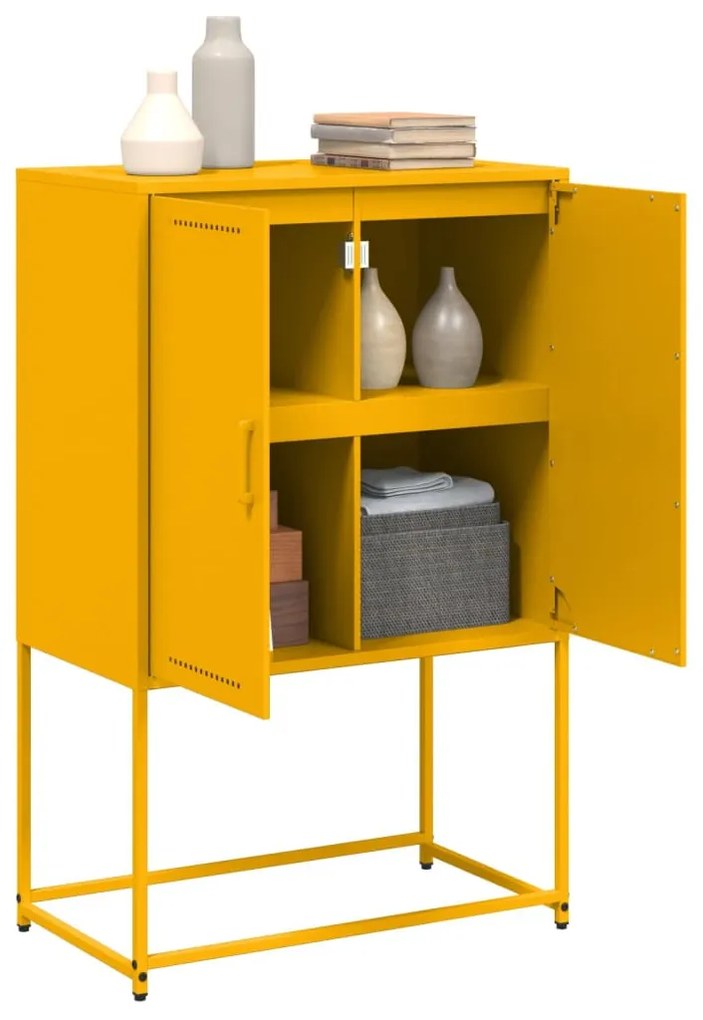 mustársárga acél magasszekrény 68,5 x 38,5 x 107 cm