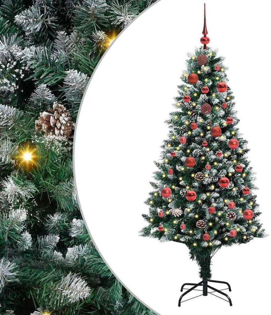 Mű karácsonyfa 150 LED-del Zöld 150 cm PVC és Acél és Műanyag