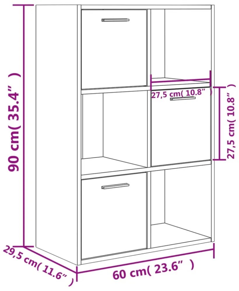 betonszürke szerelt fa tárolószekrény 60 x 29,5 x 90 cm