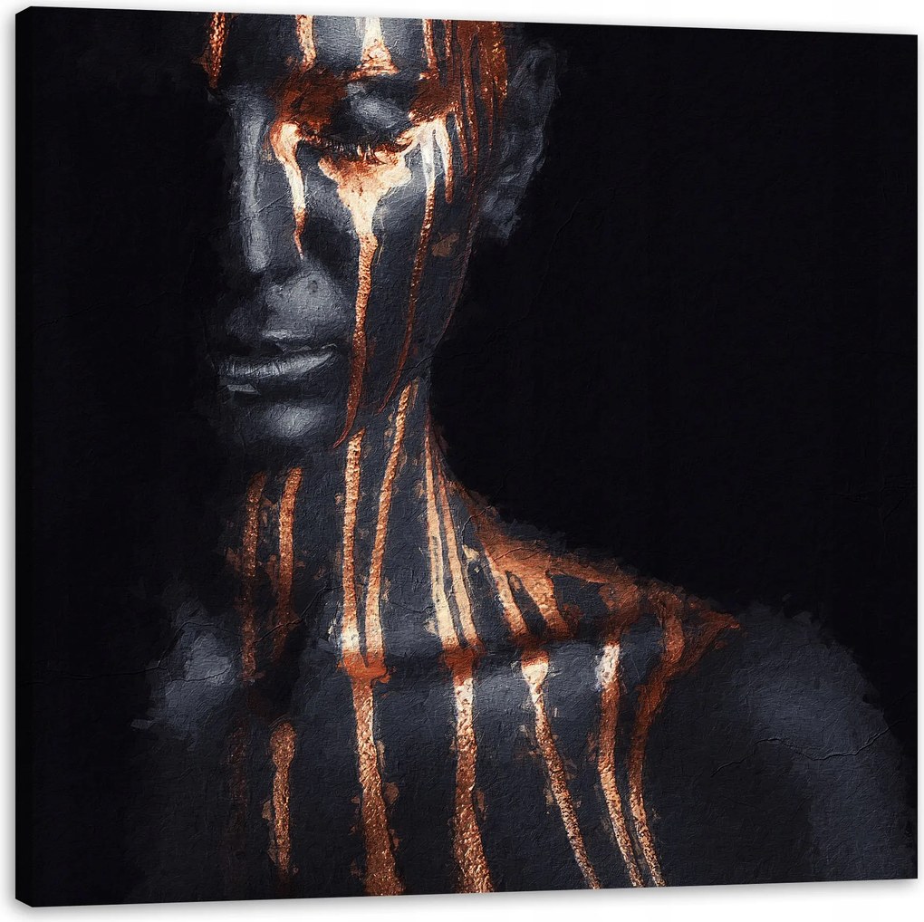 Vászonkép Fekete Nő Barna Csíkos Művészet 80X80 cm