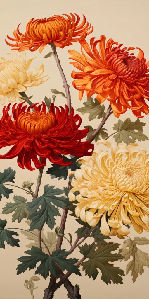 Poszter 50x100cm Táncoló krizantémok