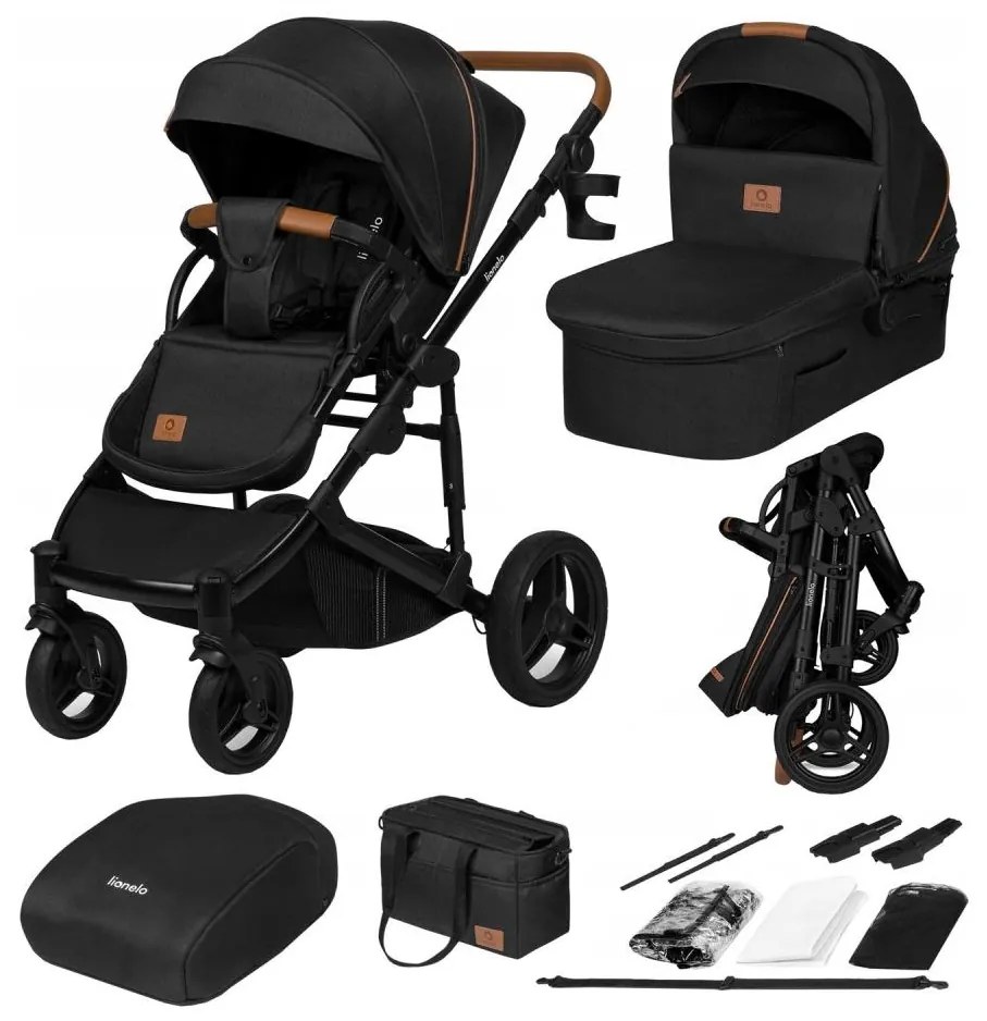 Lionelo - 2 az 1-ben kombinált babakocsi MARI TOUR Fekete ónix