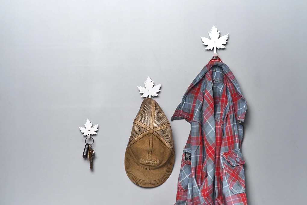 Levél #1 Fehér Kulcstartó, ruhatartó