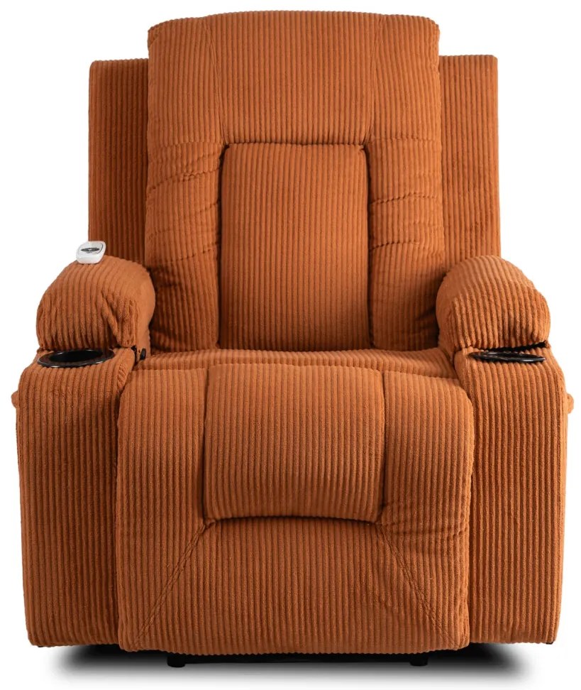 Fotel Rozkładany Masujący BOX Rudy Sztruksowy