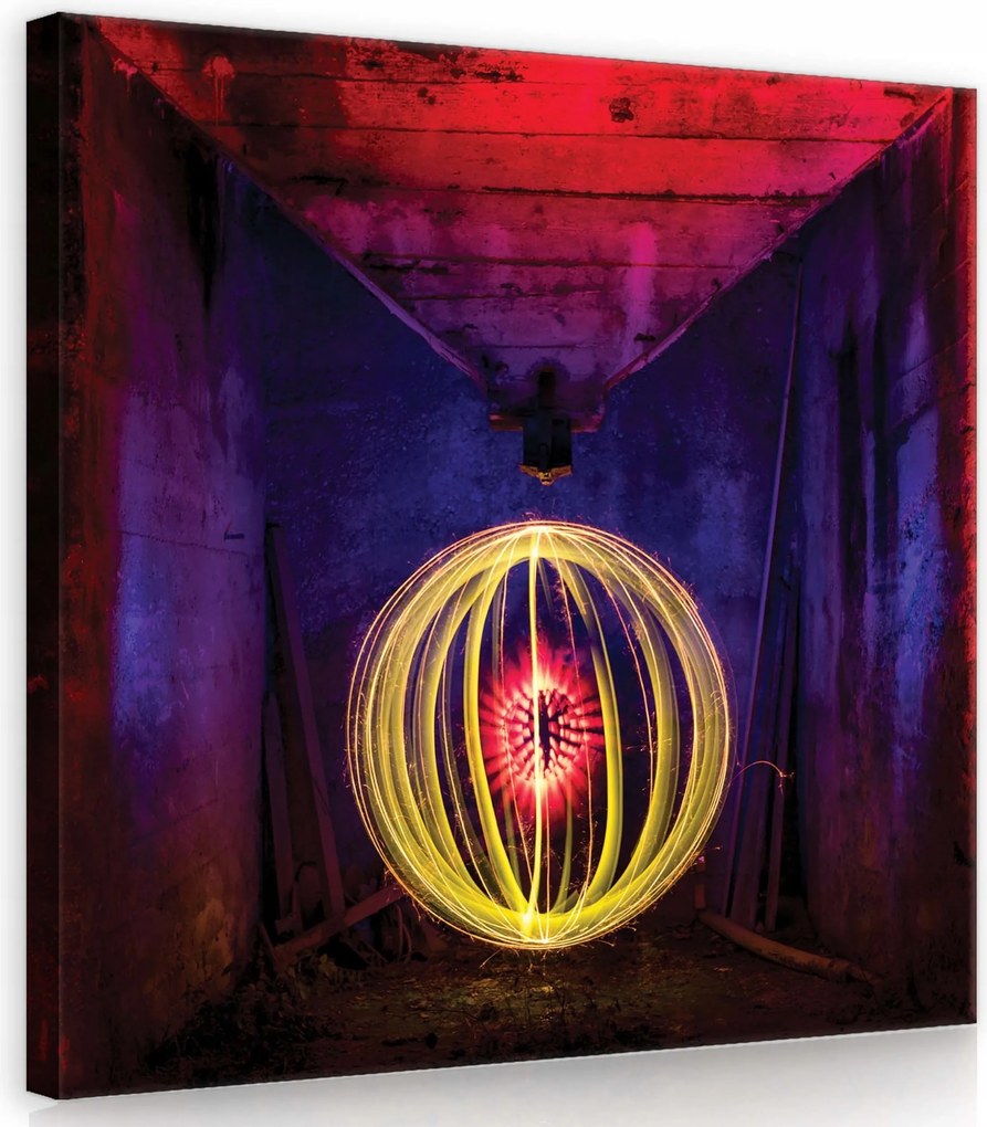 Vászonkép 80x80 Hosszú expozíció fény alagút misztika absztrakt piros