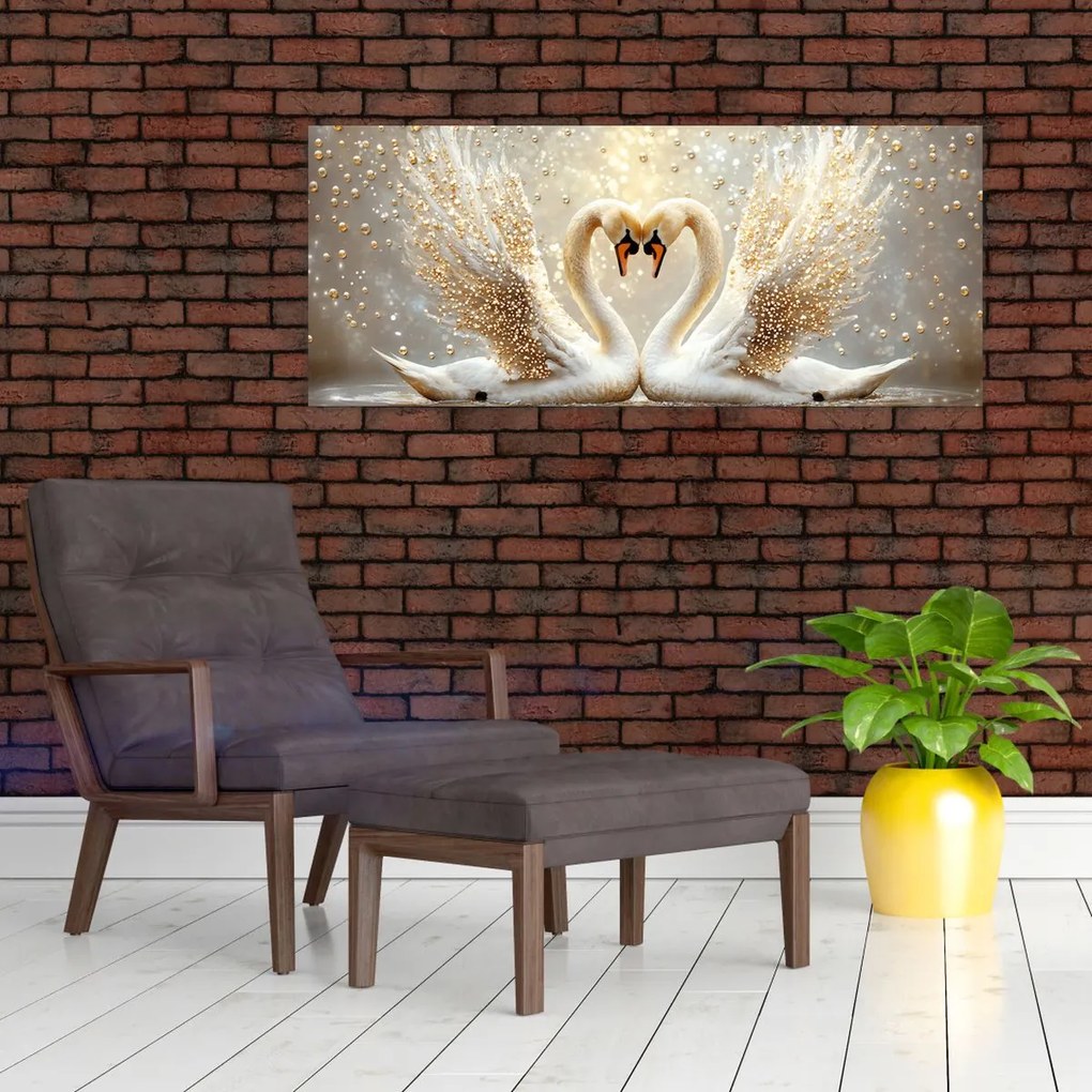 Kép - Arany hattyúk (120x50 cm)