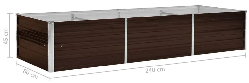 barna horganyzott acél kerti magaságyás 240 x 80 x 45 cm