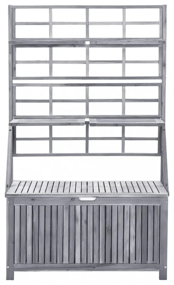 szürke tömör akácfa rácsos tárolóláda 99 x 55 x 160 cm