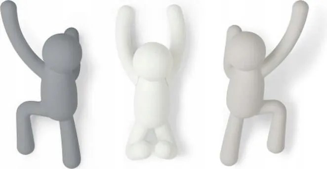 Fali ruhaakasztó előszobai akasztó fehér-szürke 3 db Buddy