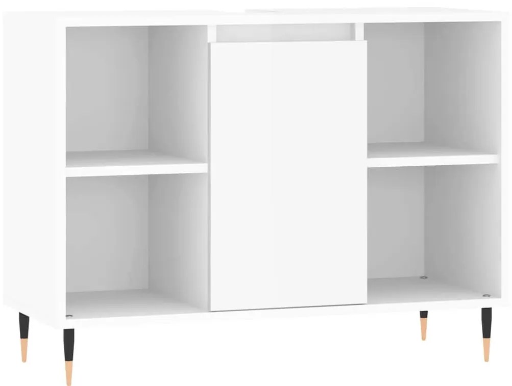 magasfényű fehér szerelt fa fürdőszobaszekrény 80 x 33 x 60 cm