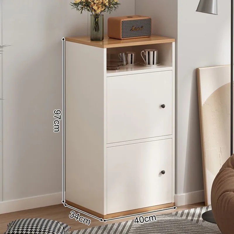 Komód hálószoba nappali bútor 2 ajtós 2 fiókos szekrény 74x85x35 cm fehér FUR1662