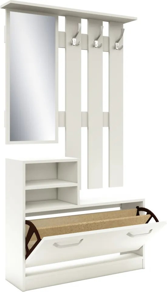 Lyon előszobafal, Fehér, 85 x 24 x 180 cm