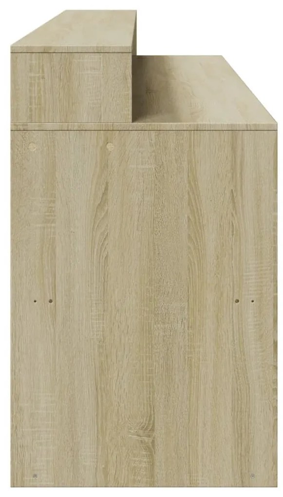 sonoma tölgy színű szerelt fa íróasztal LED-ekkel 200x55x91 cm