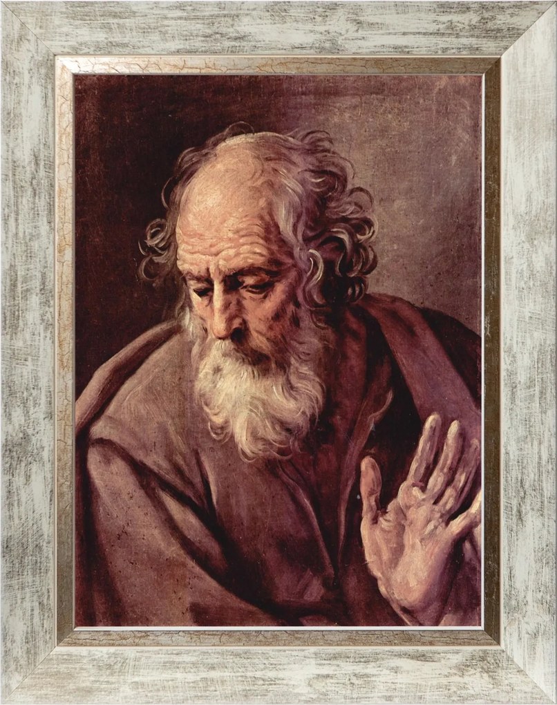 Szent Jeromos Vallásos Vászonkép Fehér Díszített Keretben 30X40