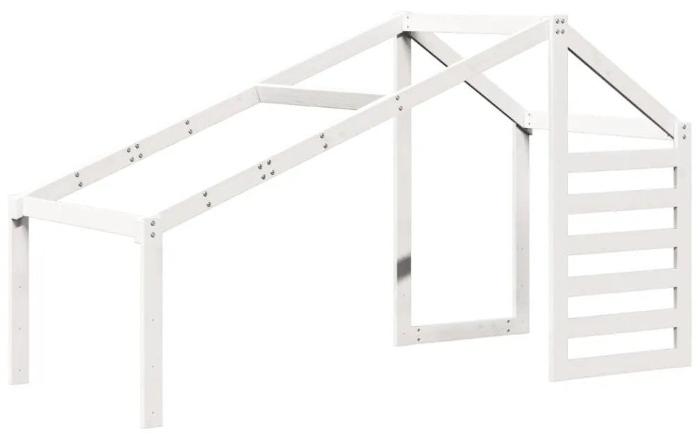 fehér tömör fenyőfa galériaágy létrával és tetővel 80 x 200 cm