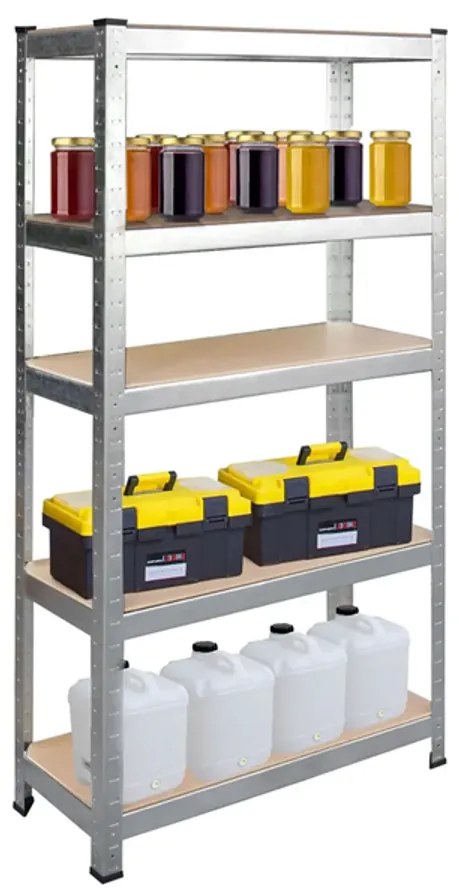 4 polcos Raktári állvány, salgópolc, 150 x 75 x 30 cm, 135 Kg/polc teherbírással