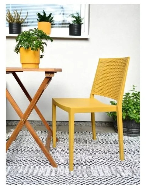 Sárga műanyag kerti szék Grid – Rojaplast