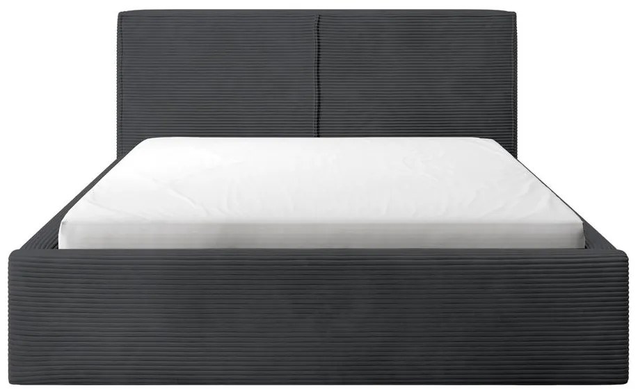 Franciaágy 140 cm Fatime (ágyráccsal) (tárolóhellyel) (sötétszürke + fekete). 1099183