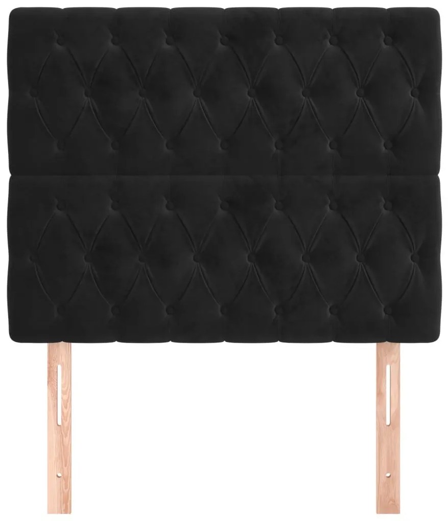 fekete bársony fejtámla 90x7x118/128 cm