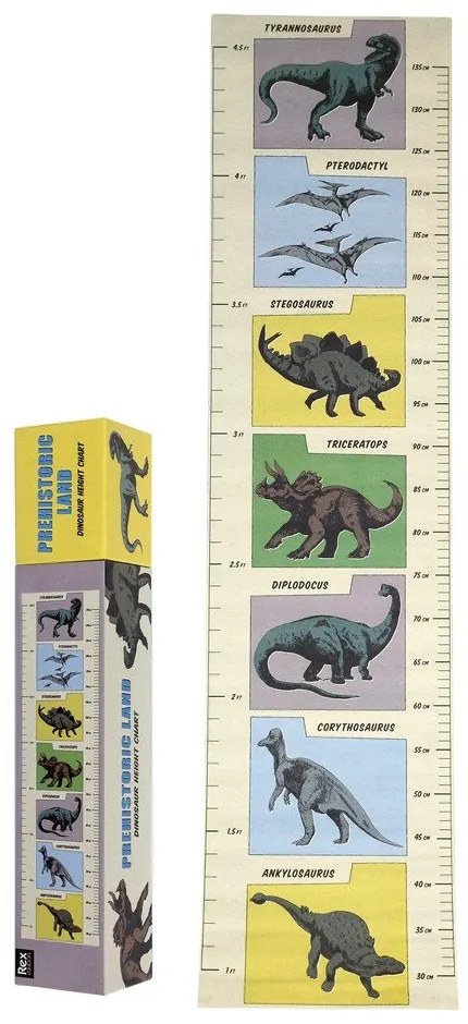 Magasságmérős gyerek matrica ajtóra-falra 28x115 cm Prehistoric Land – Rex London