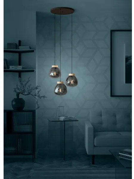 Eglo 390319 - Csillár zsinóron MAGACELA 3xE27/40W/230V füstös