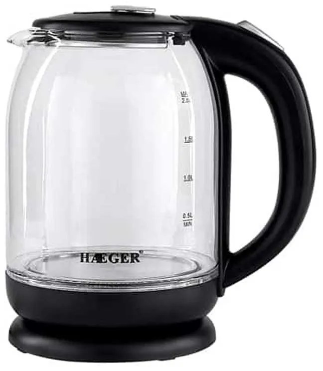 HAEGER PRÉMIUM 2 LITERES ÜVEG VÍZFORRALÓ 2000W - LEDES - RENDKÍVÜL GYORS!