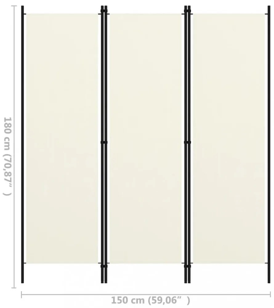 fehér 3 paneles paraván 150 x 180 cm