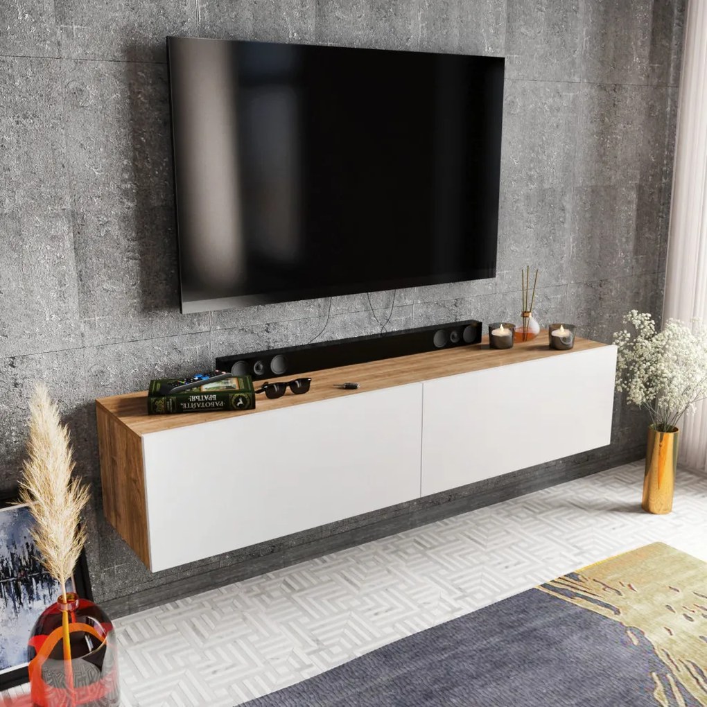 Poling TV-állvány, fehér-dió, 159,7 cm
