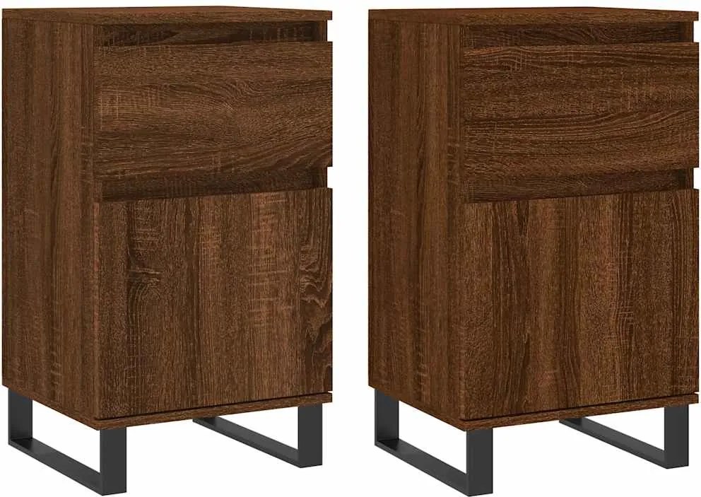 vidaXL 2 db barna tölgy színű szerelt fa tálalószekrény 40x35x70 cm
