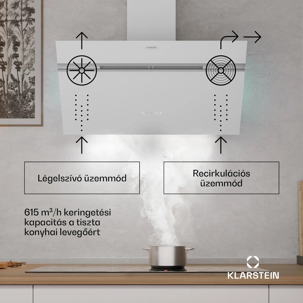 Klarstein Alina elszívó páraelszívó, 80 cm, 600 m³/h, Csendes, EEK A