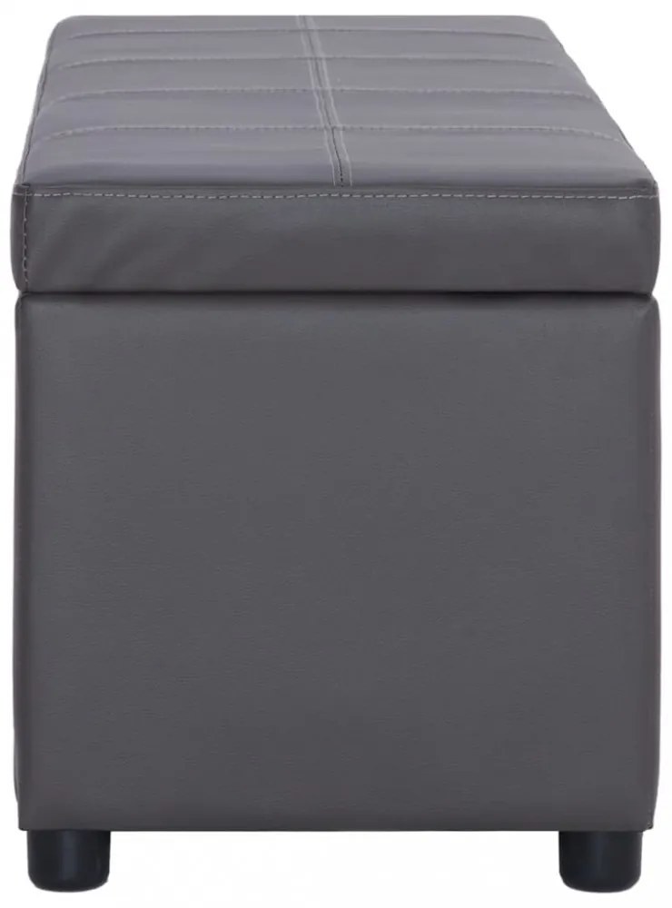 szürke műbőr pad tárolórekesszel 116 cm