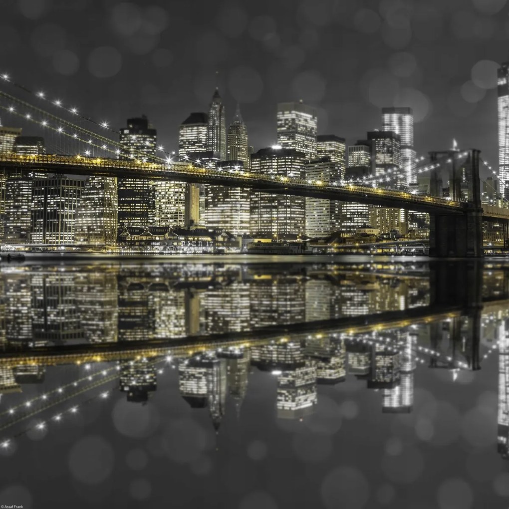 Poszter 40x40cm Brooklyn híd és Alsó-Manhattan panoráma alkonyatkor 2