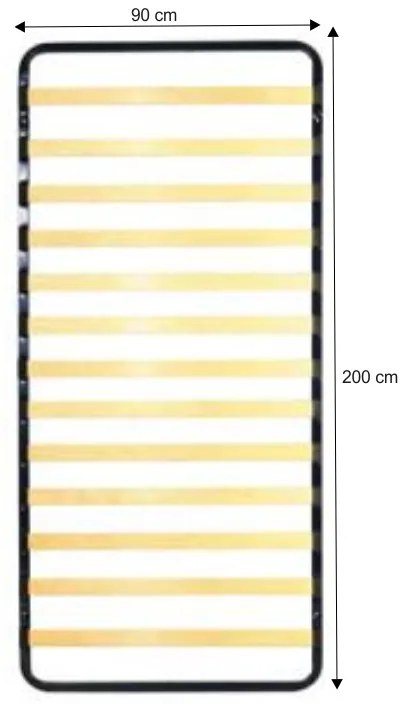 Fém ágyrács rögzített keretben 90x200 cm