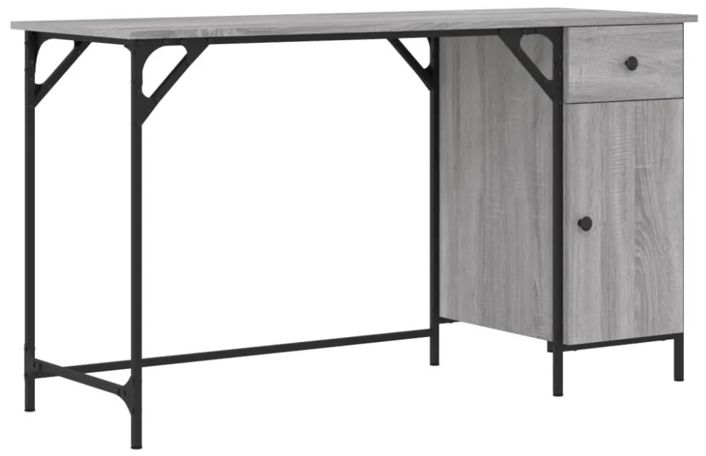 szürke sonoma szerelt fa számítógépasztal 131 x 48 x 75 cm