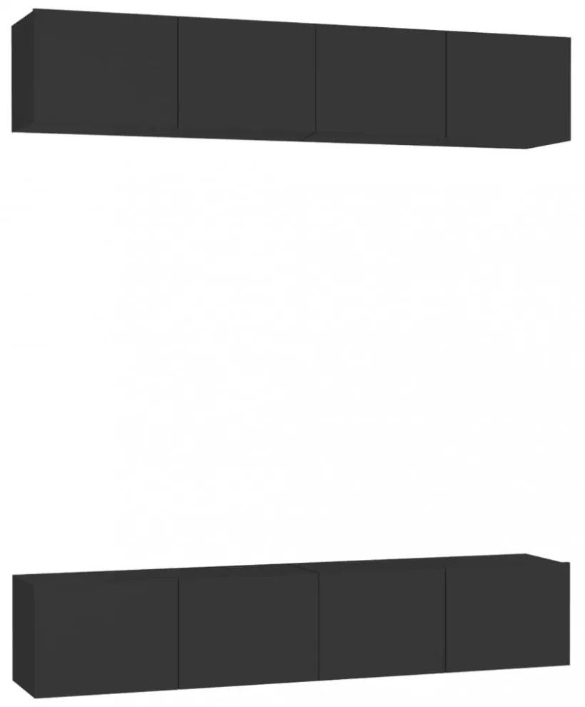 4 db fekete szerelt fa TV-szekrény 80 x 30 x 30 cm