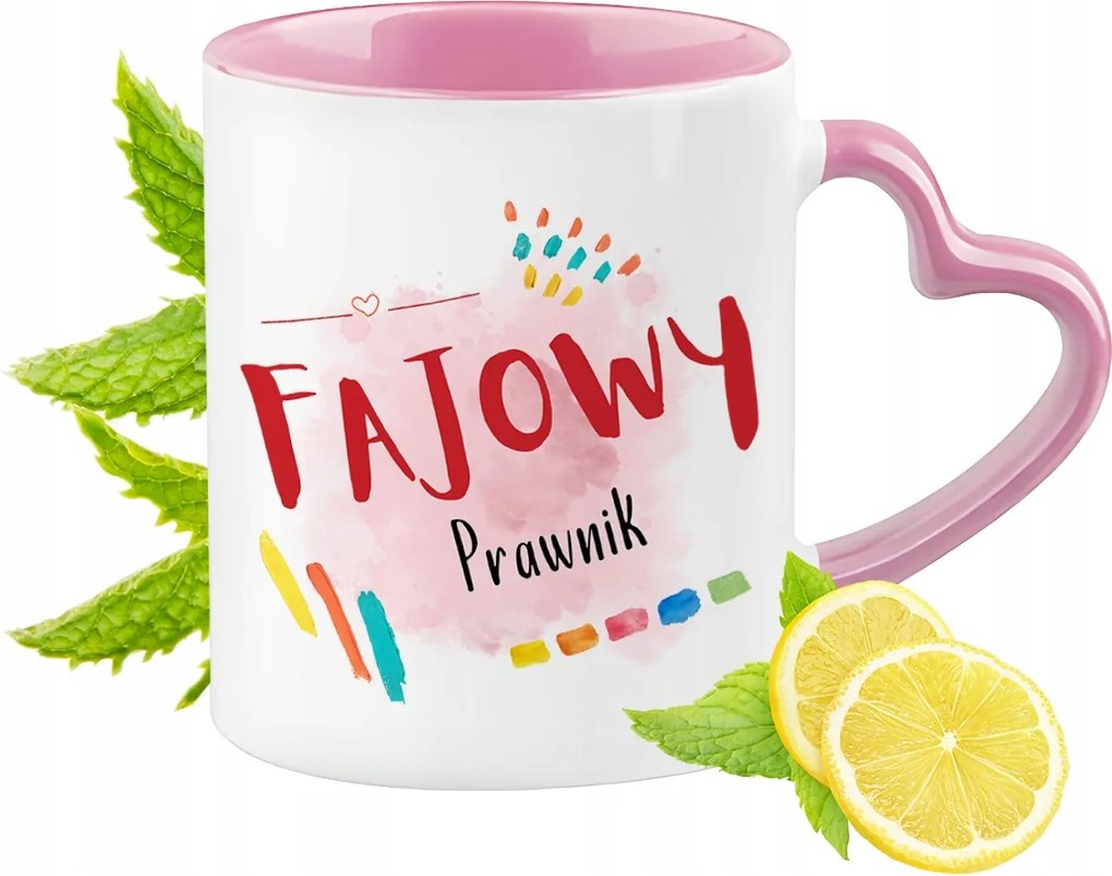 Ügyvédi bögre Rózsaszín, szív alakú füllel Kávé ajándék