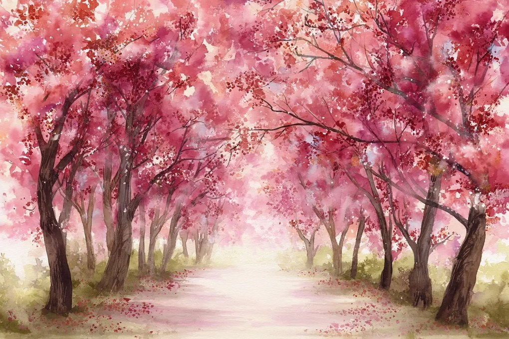 Fotótapéta Flizelina Tájkép Természet Park Fák Sikátor Virágok 416x254 ragasztó