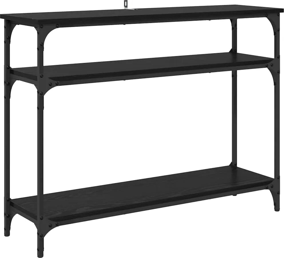 vidaXL Konzolasztal polcokkal Fekete tölgy 100 x 29 x 75 cm Faanyag