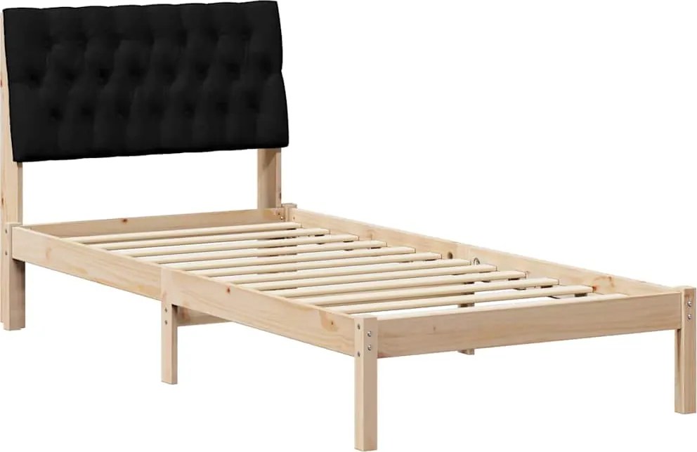 vidaXL Ágykeret Kárpitozott Fejtámlával fejtámlával Barna 90 x 190 cm