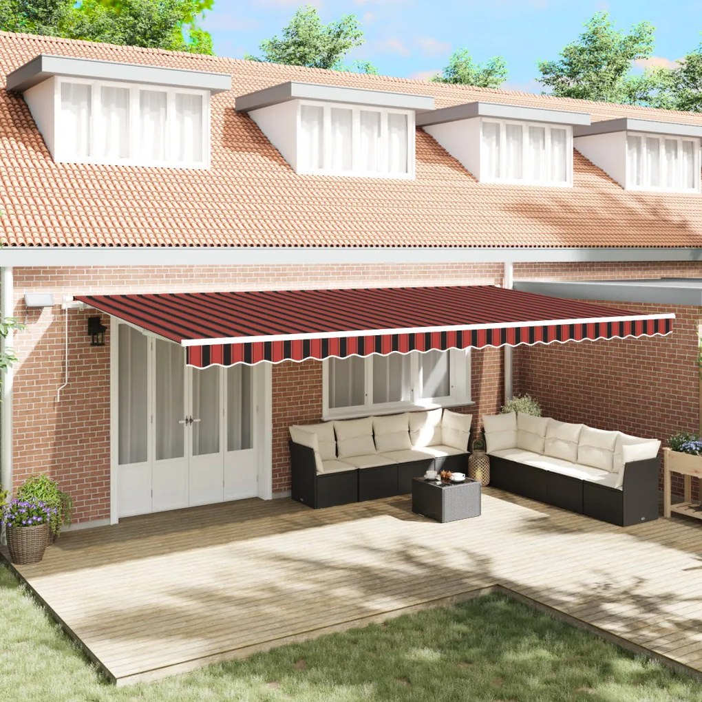 Kézi Behúzható Napellenző LED-del Narancs és Barna 600x300 cm