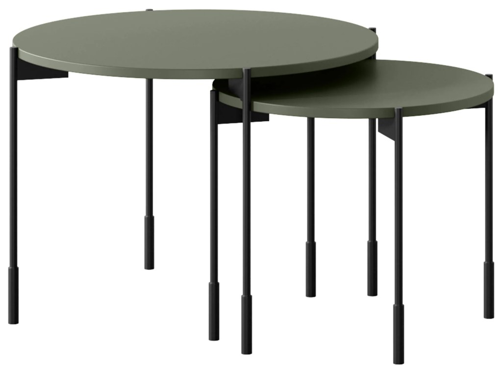 Sonatia dohányzóasztal 45 cm kerek fém lábakkal - olívazöld