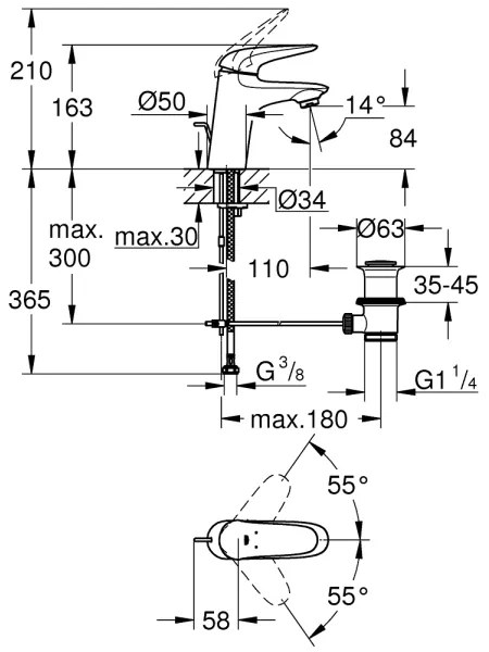 GROHE 23707003 - Mosdócsaptelep EUROSTYLE 163 mm fényes króm