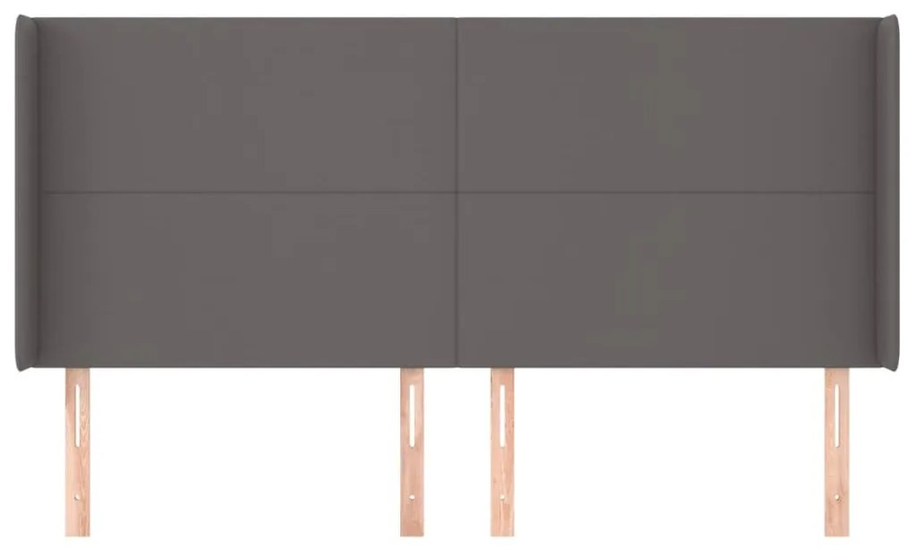 szürke műbőr fejtámla szárnyakkal 183x16x118/128 cm