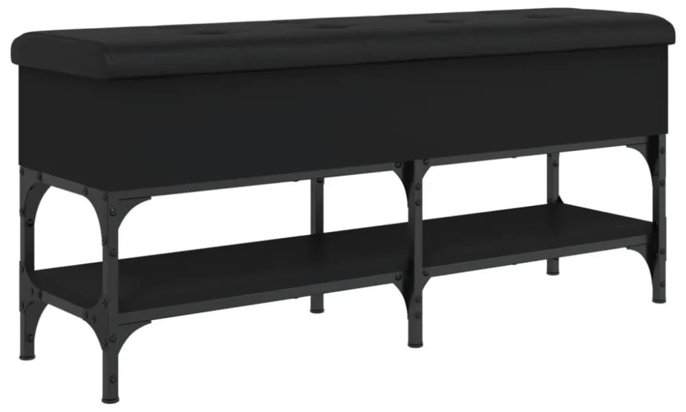 fekete szerelt fa cipőtároló pad 102 x 32 x 45 cm