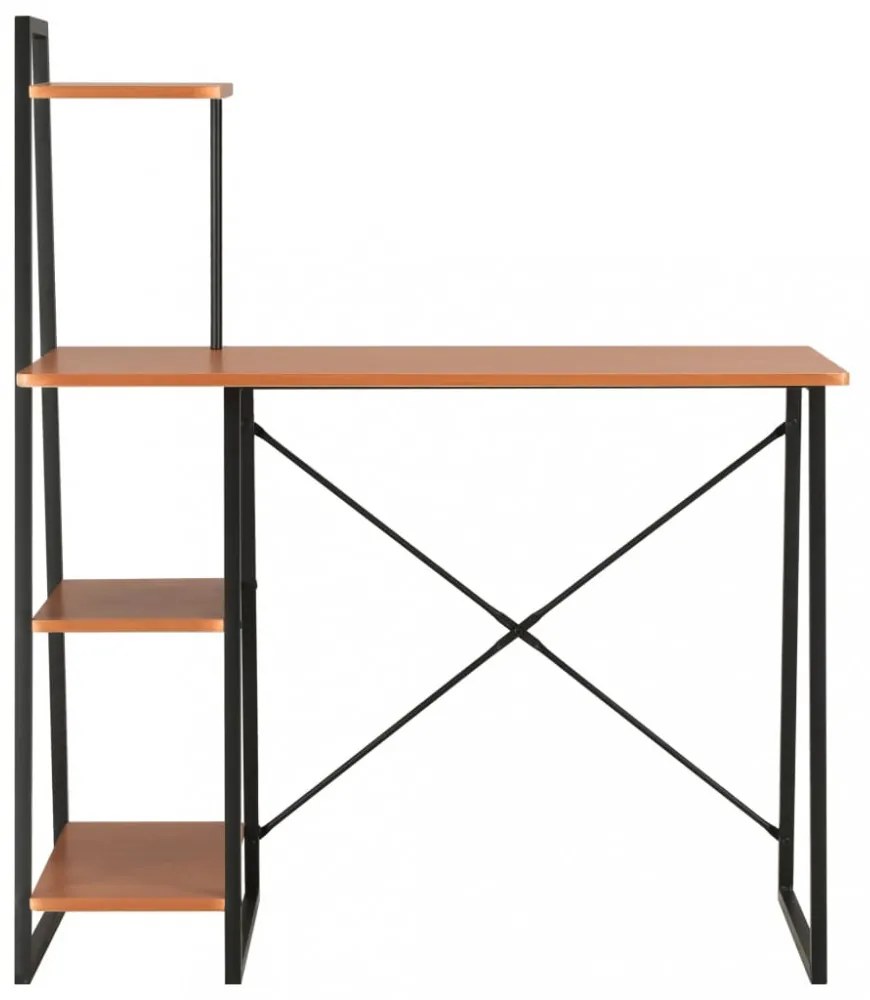 fekete és barna íróasztal polcrendszerrel 102 x 50 x 117 cm