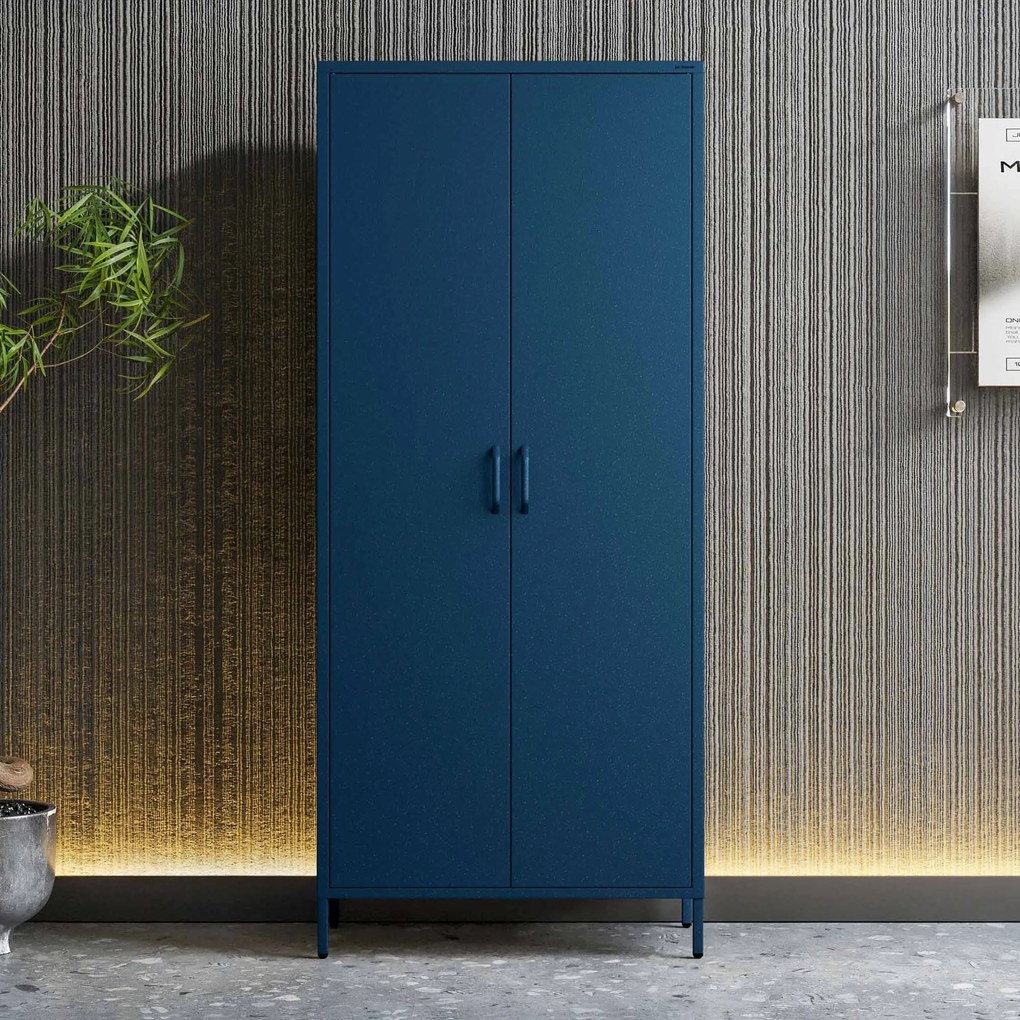 Gardróbszekrény FLAVIO, 800 x 1850 x 450 mm, Modern: sötétkék