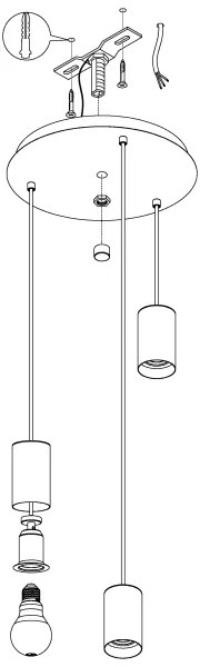 Eglo 98663 - Csillár zsinóron POZUETA 3xE27/40W/230V