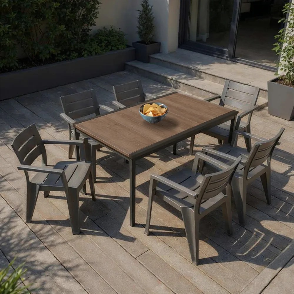 Amari 6+1 kerti bútor garnitúra szett dió-grafit