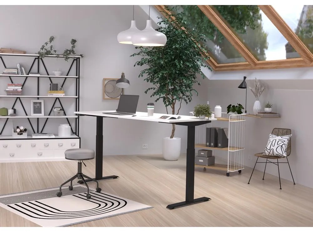 Íróasztal elektromosan állítható magassággal, fehér asztallappal 80x180 cm Jet – Germania